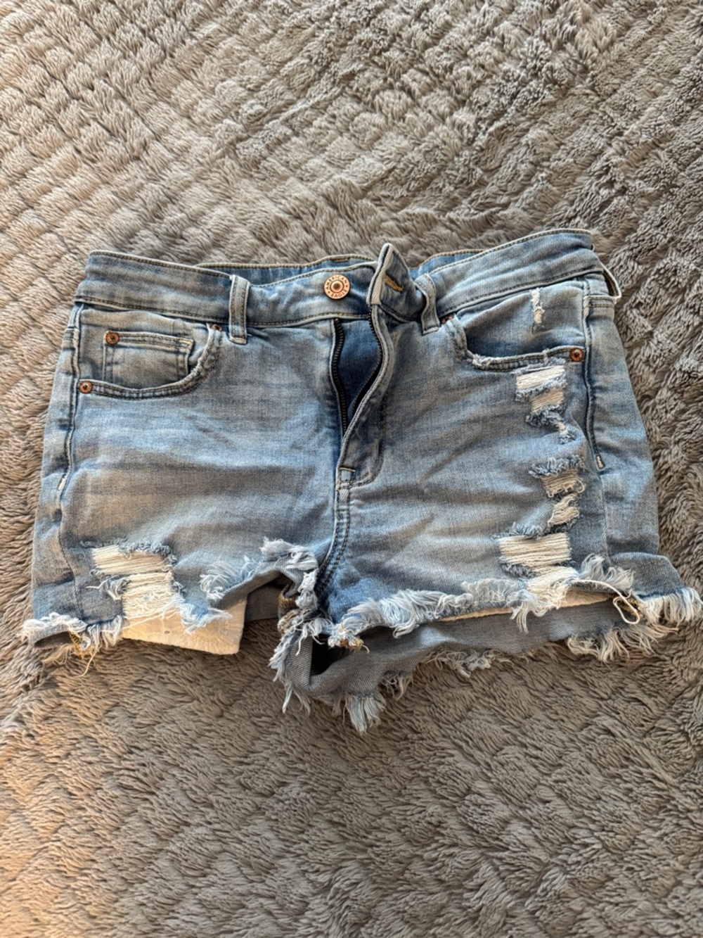 American Eagle Outfitters Light Blue Distressed Jean Shorts